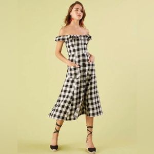 Reformation Hattie Dress Gingham Black and White